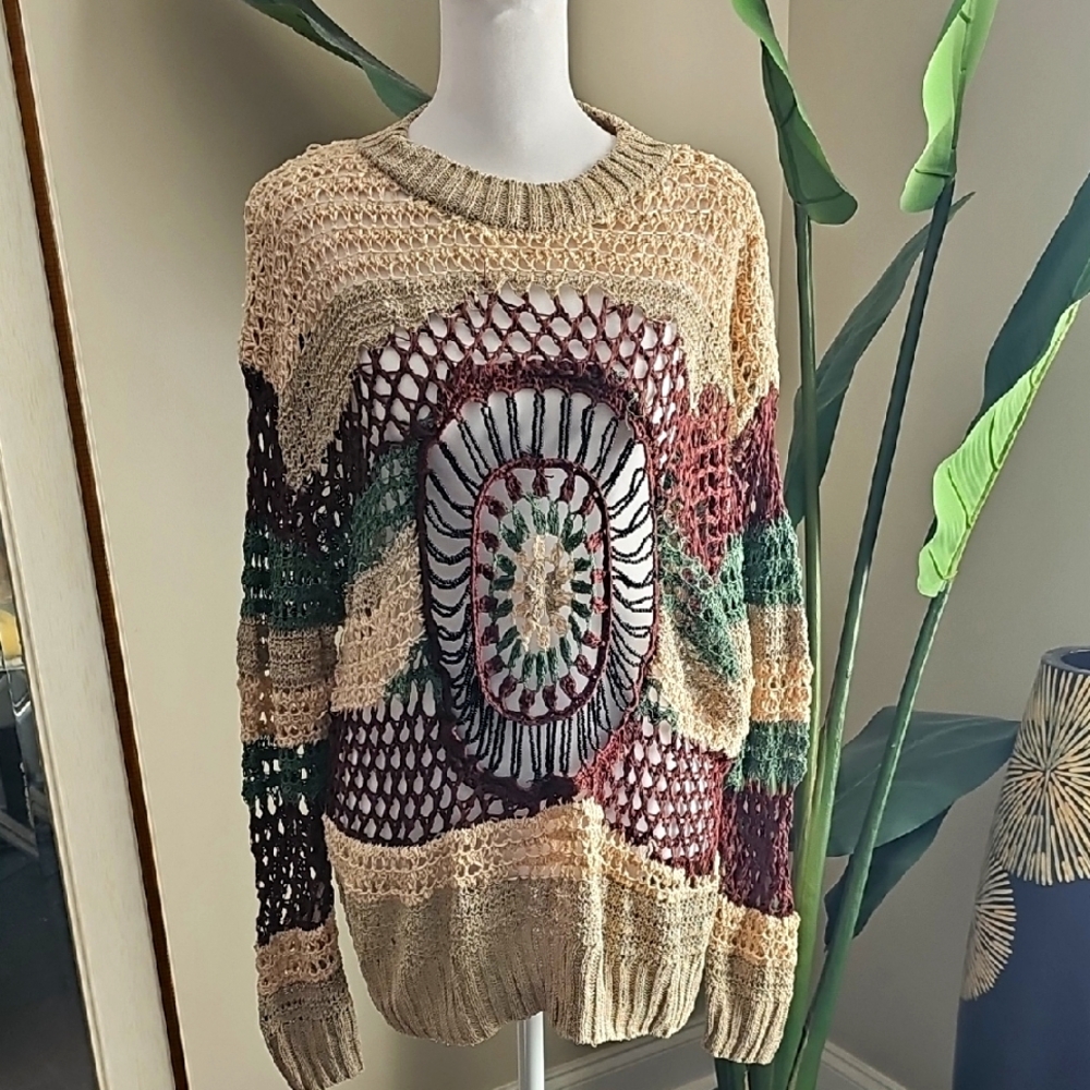Multicolor Crochet Knit Sweater